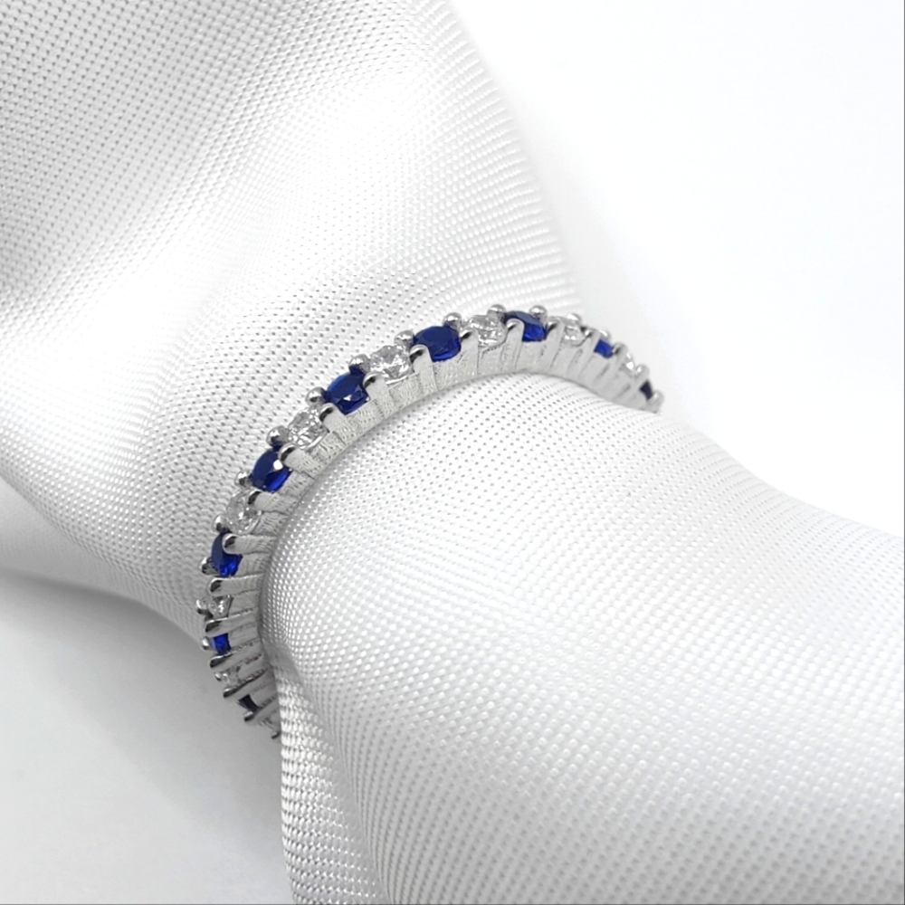 925 Sterling Silver Zircon Ring Blue Diamond Zircon
